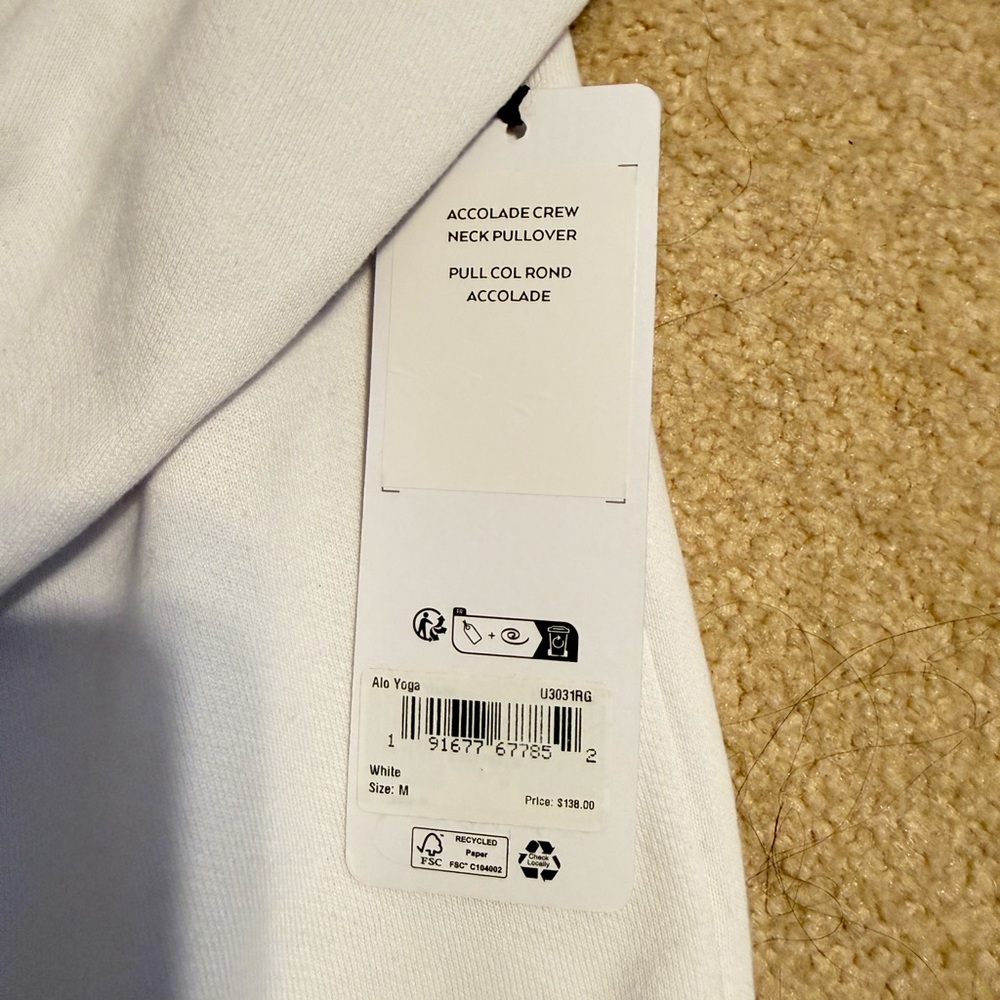 NWT: ALO White Sweatshirt - M - Picture 2 of 4